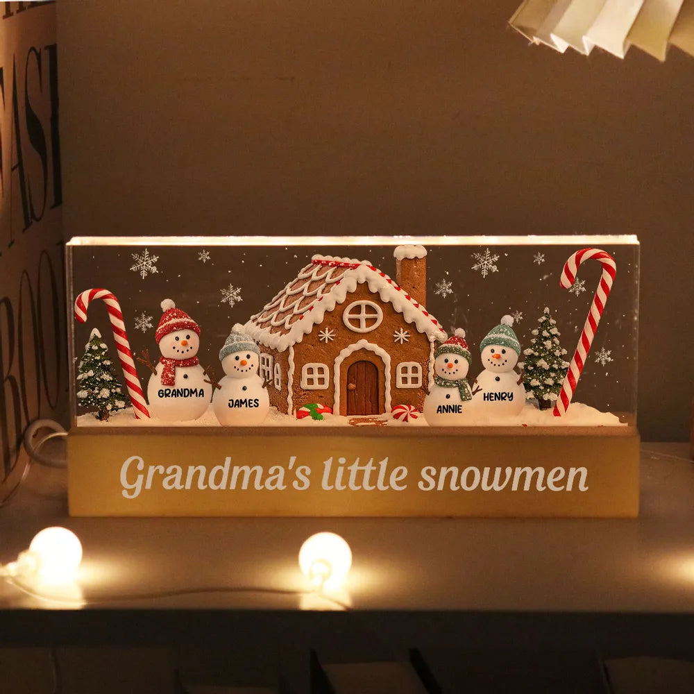 Personalized Family Snowman LED Light for Home - Holiday Decor Plaque MagicInPrints