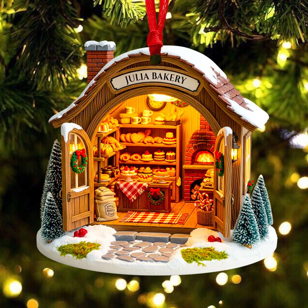 “Bake the World a Better Place” - Personalized Bakery House Christmas Ornament - Perfect Gift for Bakers and Baking Enthusiasts Ornament MagicInPrints