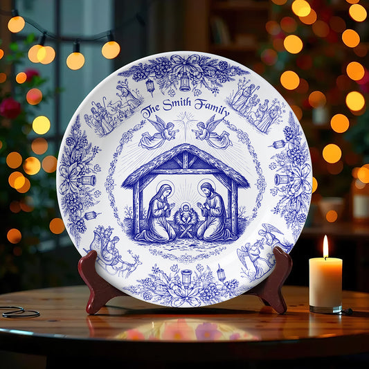 Cherish the Moment: Personalized Christmas Family Plate - Custom Gift for Christian Families and Loved Ones Ceramic Round Plate MagicInPrints