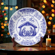 Load image into Gallery viewer, Cherish the Moment: Personalized Christmas Family Plate - Custom Gift for Christian Families and Loved Ones Ceramic Round Plate MagicInPrints
