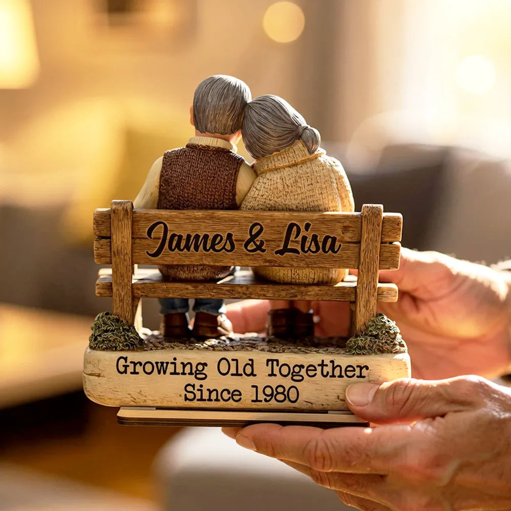 Personalized Elderly Couple Figurine - Growing Old Together Keepsake Gift Plaque MagicInPrints