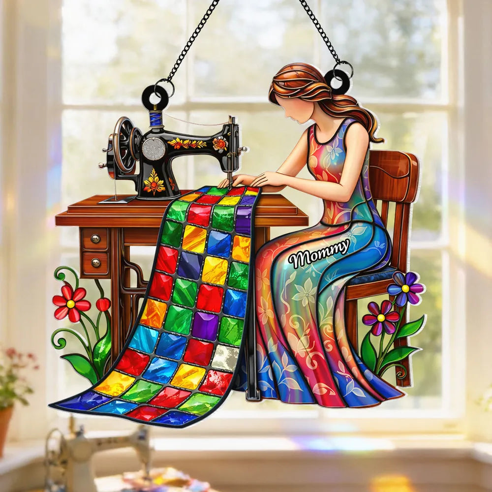 Personalized Stained Glass Sewing Art for Mom - Home Decor Gift Ornament MagicInPrints