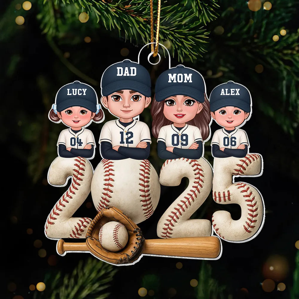Personalized Family Baseball Ornament 2025 for Christmas Tree - Custom Names Ornament MagicInPrints