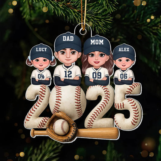 Personalized Family Baseball Ornament 2025 for Christmas Tree - Custom Names Ornament MagicInPrints