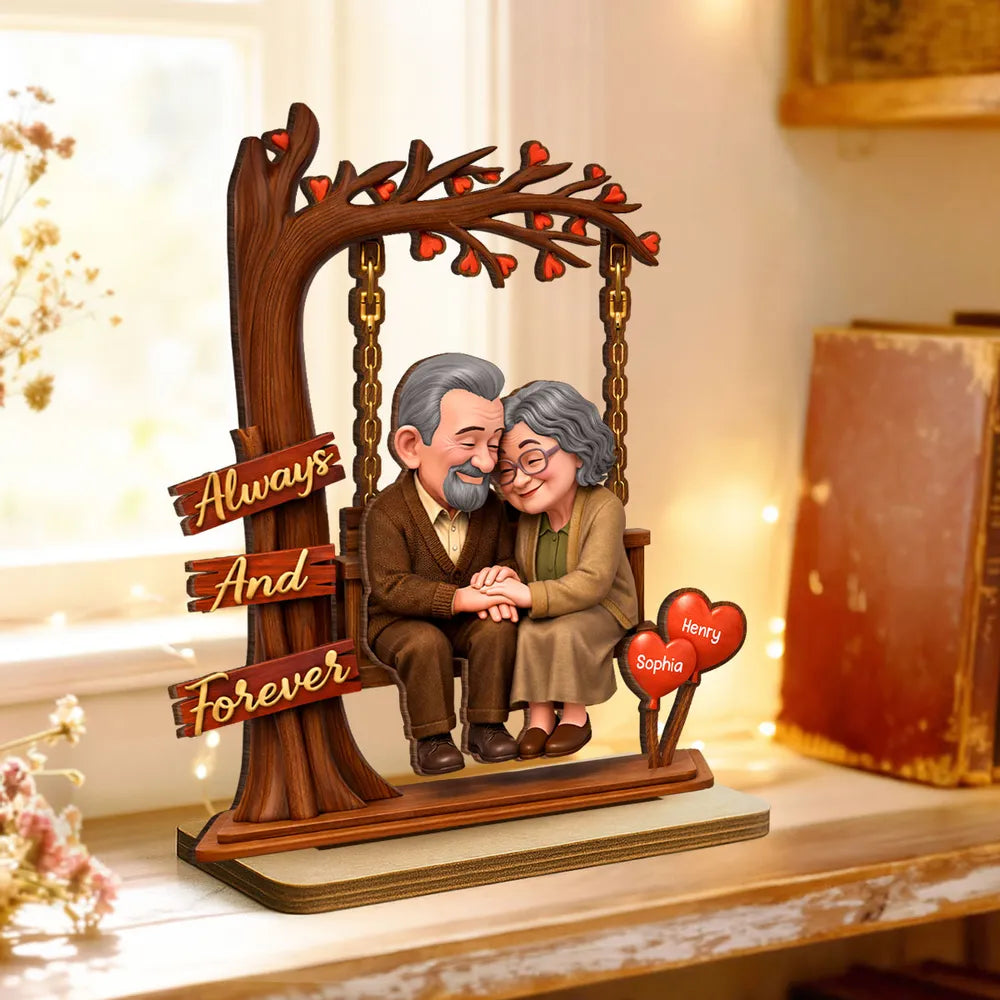 Personalized Couple Figurine for Seniors - Always and Forever Anniversary Gift Plaque MagicInPrints