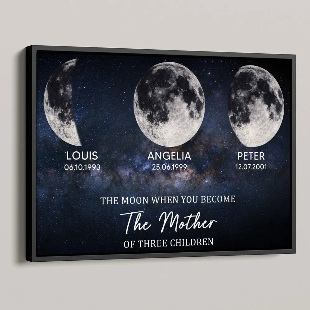 Personalized Moon Phase Family Canvas for Mothers - Sentimental Gift Poster or Canvas MagicInPrints