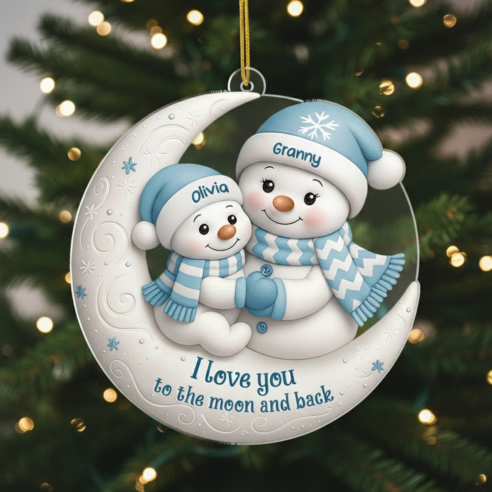 Personalized Christmas Ornament for Family - Snowman Design with Names - Holiday Gift Ornament MagicInPrints