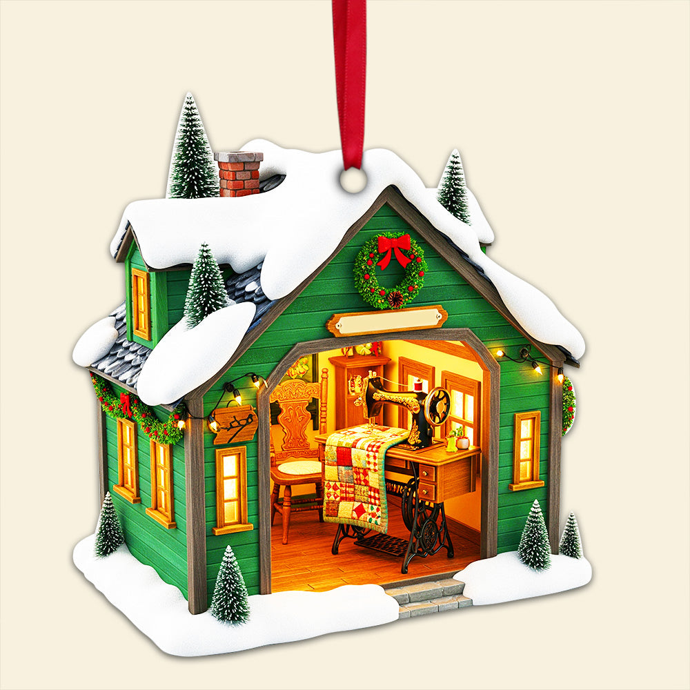 “Stitching Memories in Every Detail” - Personalized Sewing Room Christmas Ornament - Perfect Gift for Sewing Lovers, Crafters, and DIY Enthusiasts Ornament MagicInPrints