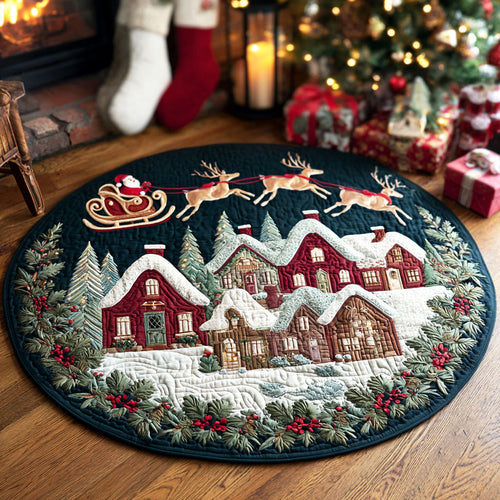 Warmth of Home – Personalized Quilted Round Mat – Gift for Family Quilted Round Mat MagicInPrints