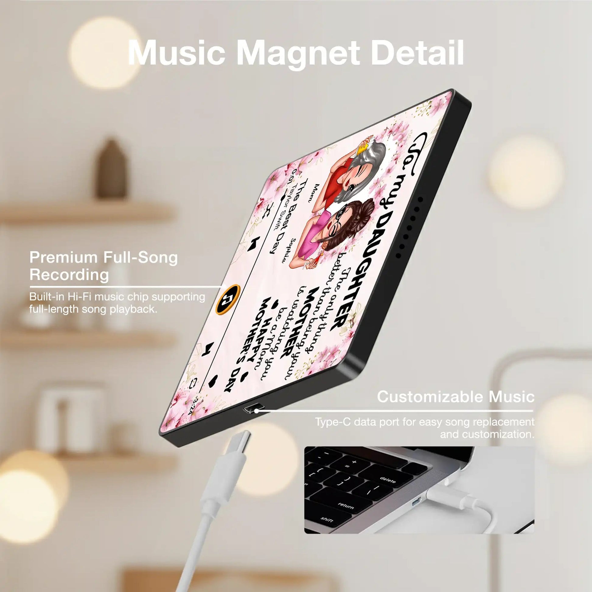 Personalized Music Plaque for Daughter - Mother's Day Gift Fridge Magnet MagicInPrints