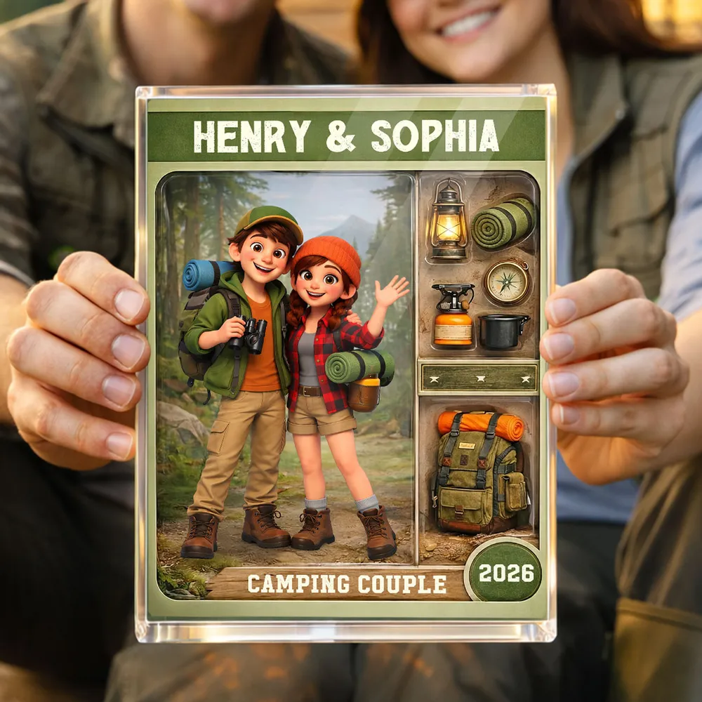 Personalized Camping Couple Acrylic Block for Outdoor Enthusiasts - Anniversary Gift Plaque MagicInPrints