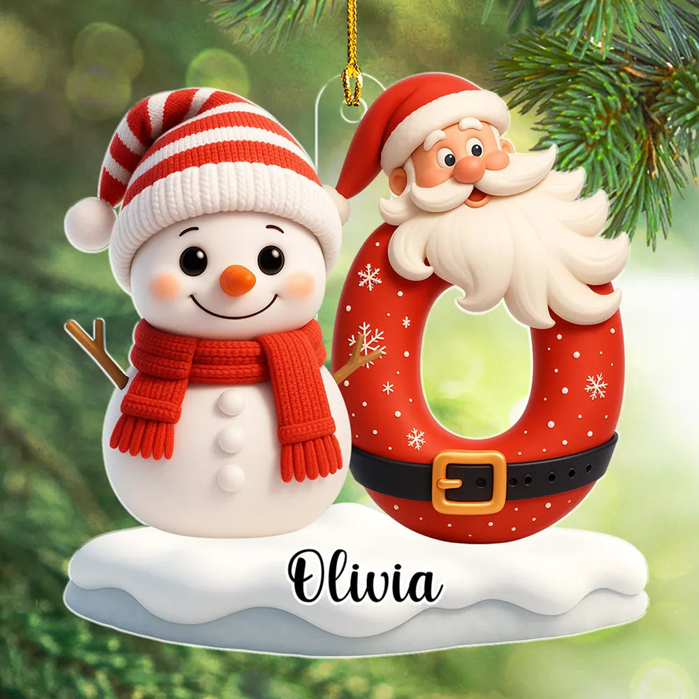 Personalized Christmas Ornament for Kids - Snowman and Santa Design Ornament MagicInPrints