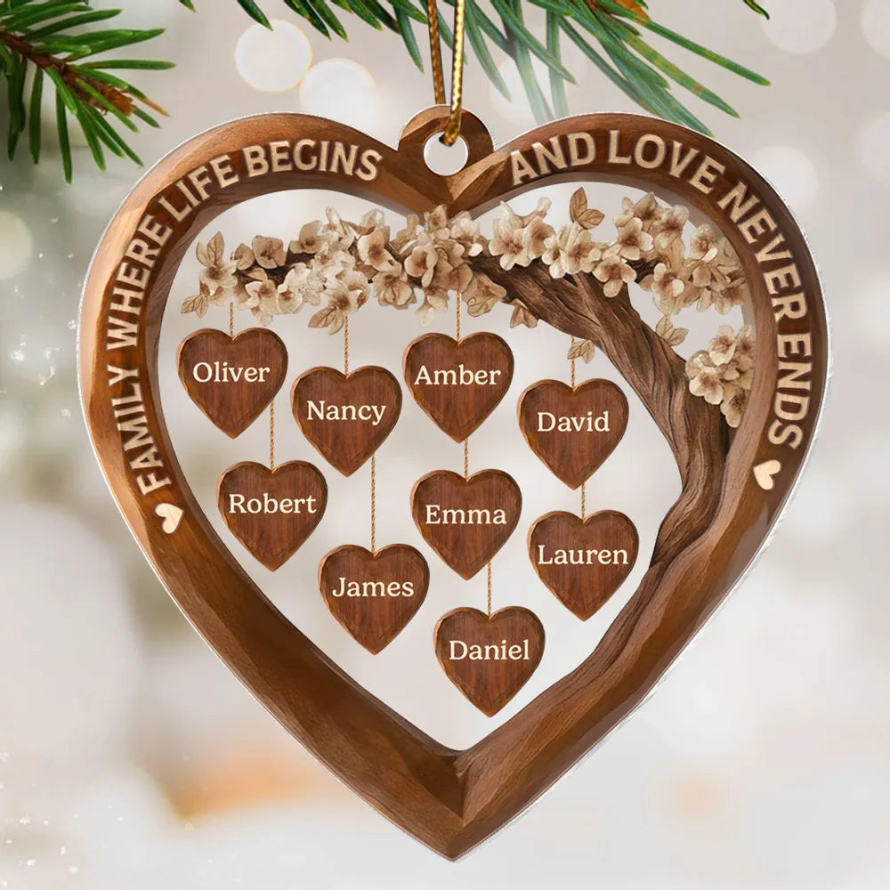 Personalized Heart Tree Family Ornament for Christmas - Custom Names Keepsake Ornament MagicInPrints