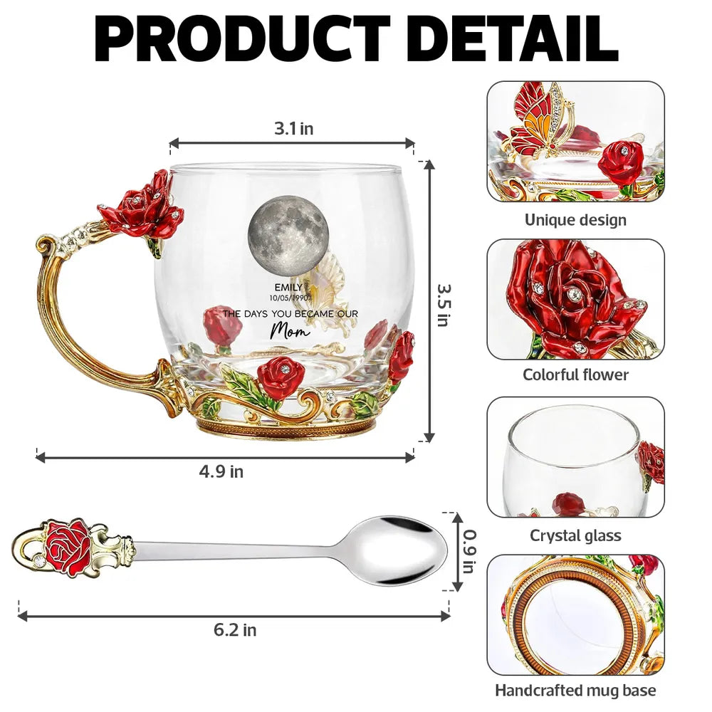 Personalized Glass Mug for Mom with Custom Moon Phase - Mother's Day Gift Cup MagicInPrints