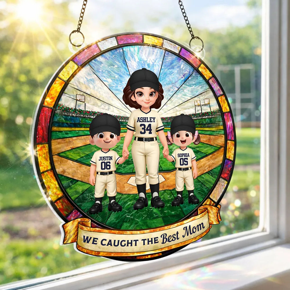 Personalized Baseball Family Stained Glass Ornament - Mother's Day Gift Ornament MagicInPrints