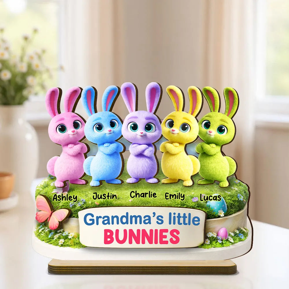 Personalized Bunny Family Figurine for Grandma - Easter Gift Plaque MagicInPrints