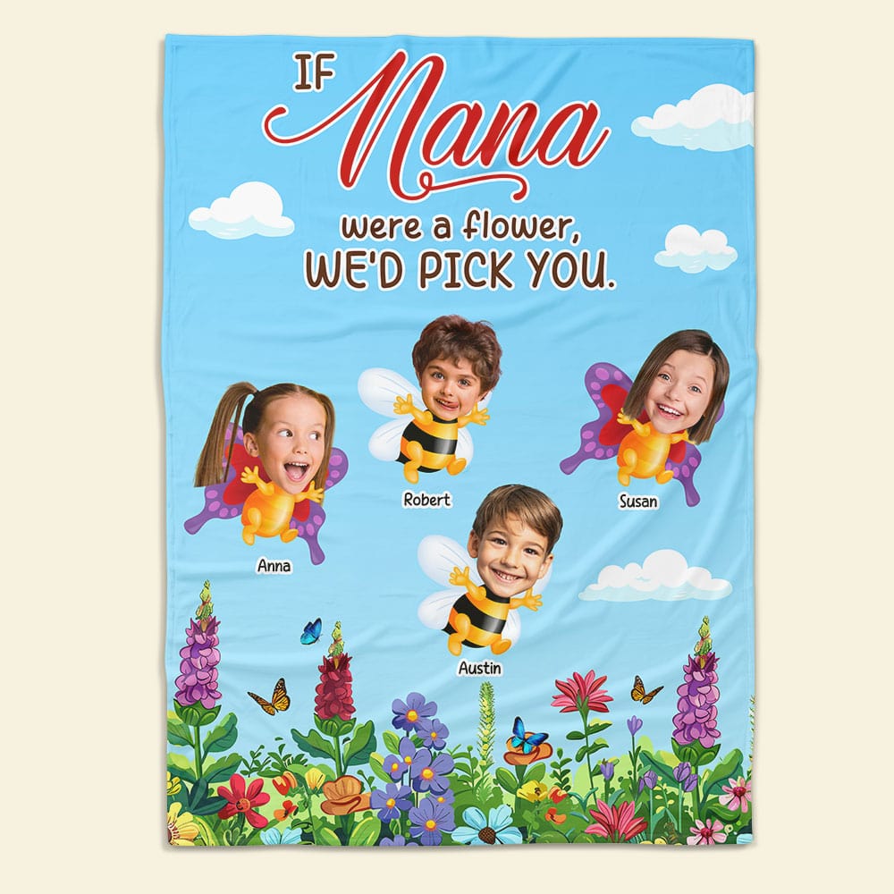 Personalized Nana Photo Blanket - Custom Gifts for Grandma Blanket PopCulturePrints