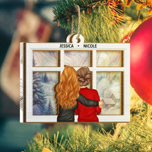 Load image into Gallery viewer, Sisters by the Window – Personalized Suncatcher Ornament – Gift for Sisters Suncatcher Ornament MagicInPrints
