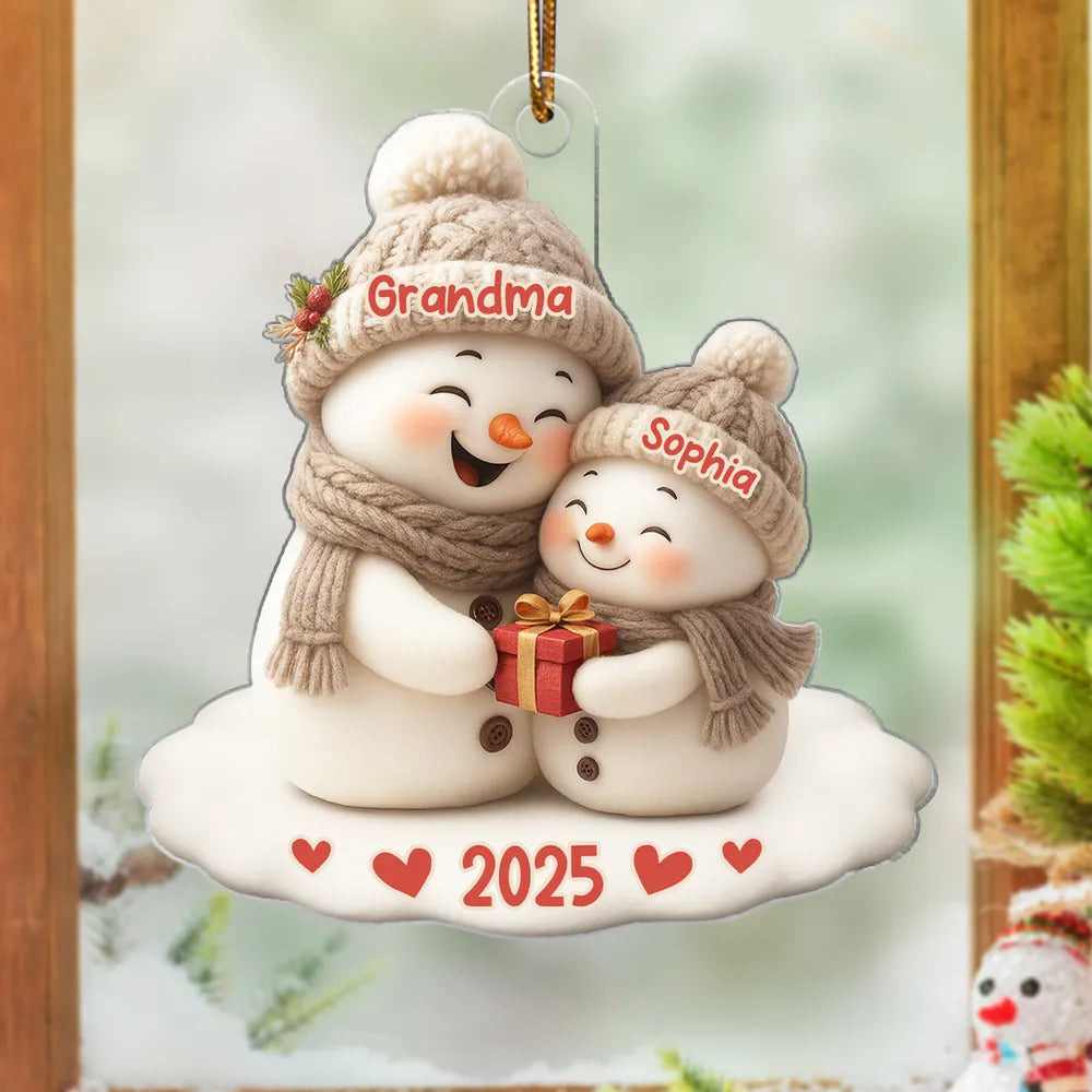 Personalized Snowman Ornament for Grandma and Child - Christmas 2025 Ornament MagicInPrints