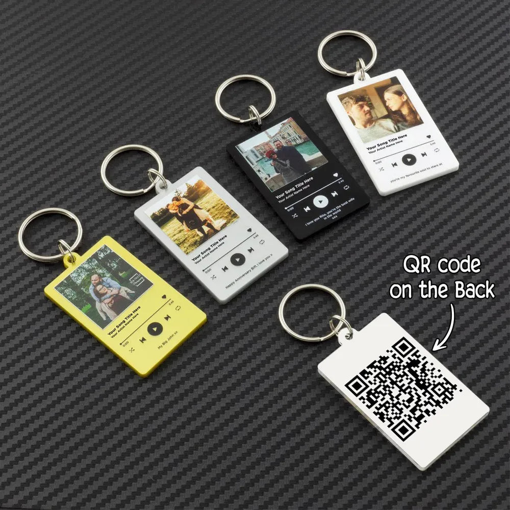 Custom Music Plaque Keychain for Couples with QR Code - Wedding Gift Keychain MagicInPrints