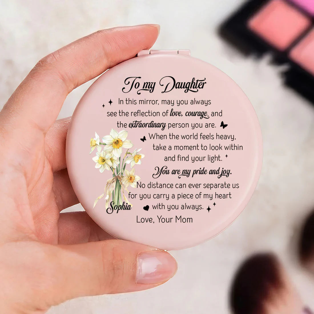 Personalized Engraved Compact Mirror for Daughter or Granddaughter - Sentimental Gift Beauty Tools MagicInPrints