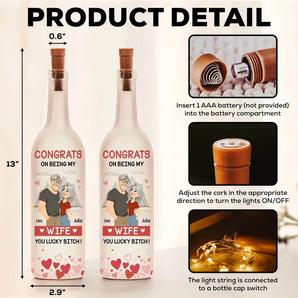 Personalized LED Bottle Lamp for Girlfriend - Romantic Gift for Anniversary Lamp MagicInPrints