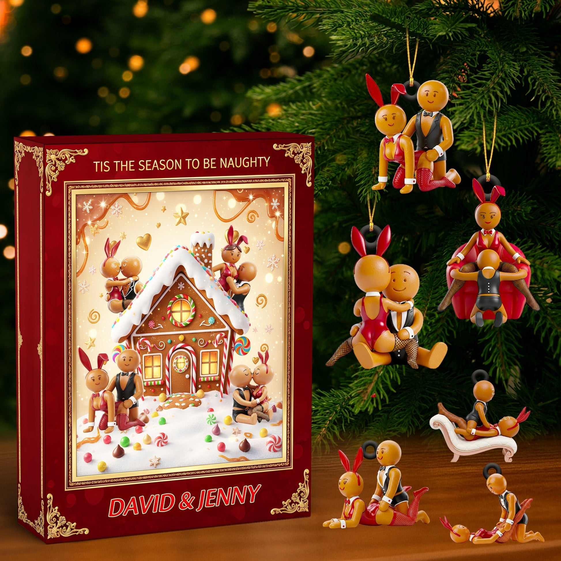Tis the Season to Be Naughty - Gingerbread Couple Christmas Advent Calendar Blind Box Personalized Gifts Advent Calendar MagicInPrints