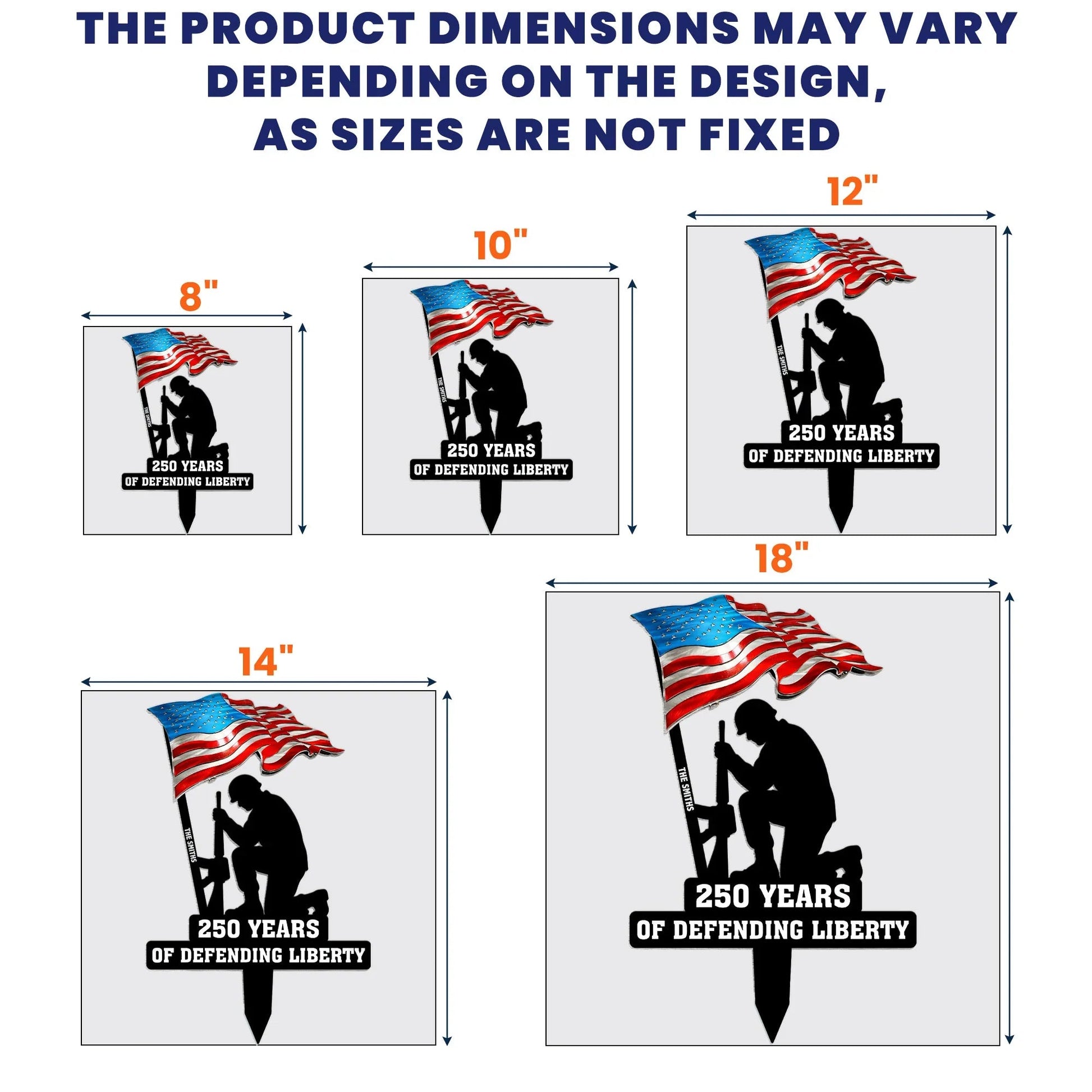 Personalized Patriotic Yard Sign for Veterans - 250 Years of Defending Liberty Sign MagicInPrints