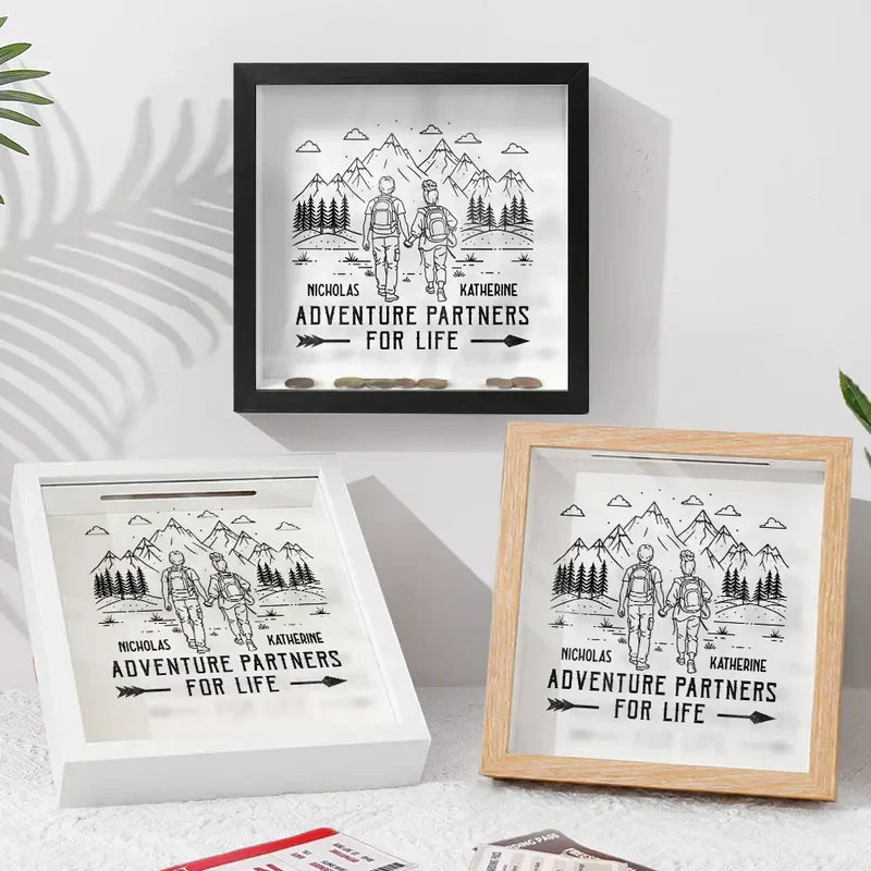Personalized Adventure Shadow Box for Couples - Travel Memories Keepsake Plaque MagicInPrints