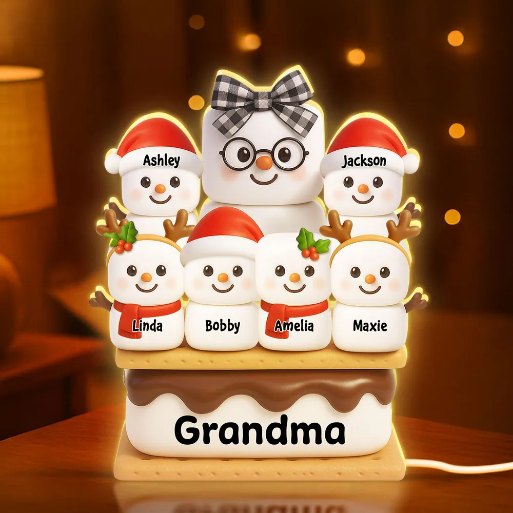 Custom Family Snowman Light for Grandma - Christmas Decor Plaque MagicInPrints