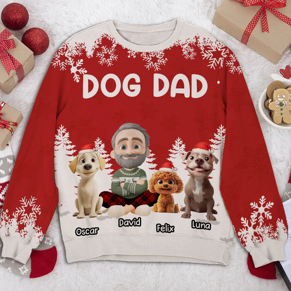 Personalized Dog Dad Christmas Sweatshirt for Men - Holiday Gift Cloth MagicInPrints