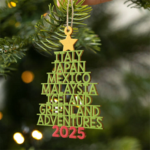 Load image into Gallery viewer, Adventure Awaits – Personalized Custom Shaped Wooden Ornament – Gift for Travel Lovers Wooden Ornament MagicInPrints
