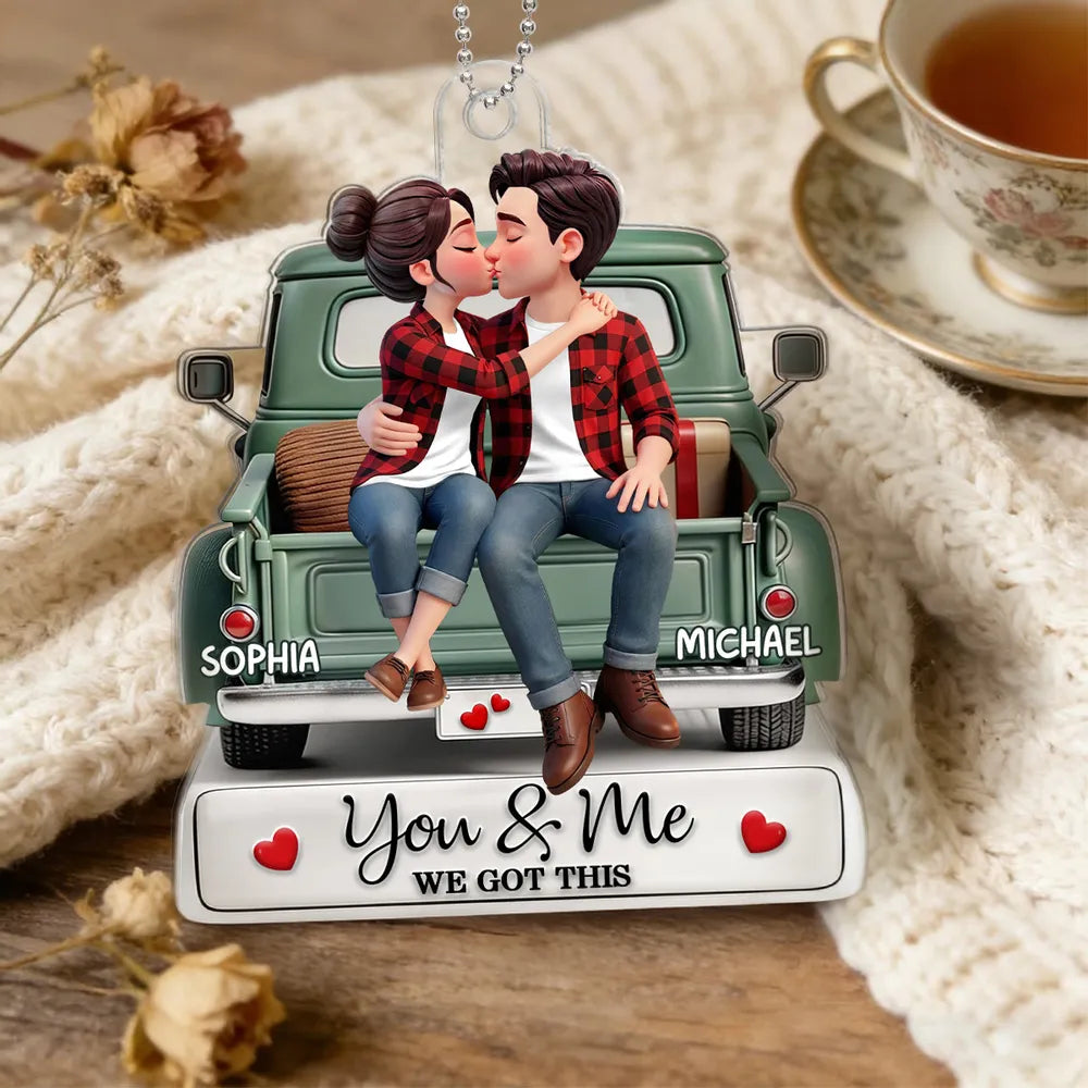 Personalized Couple Car Ornament for Lovers - Romantic Gift Car Hanger MagicInPrints