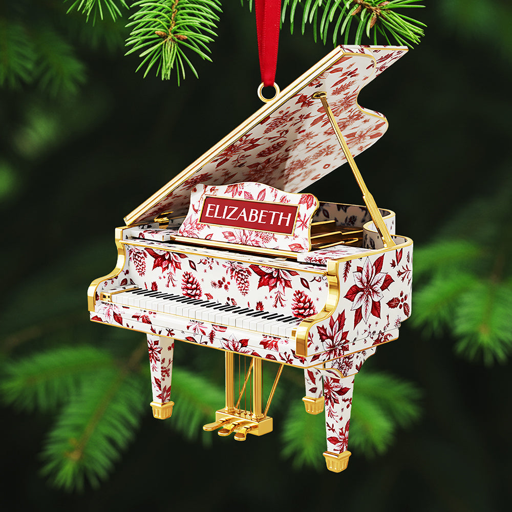 Personalized Gifts For Christmas, Piano Toile de Jouy Custom Shape Acrylic Ornament Ornament MagicInPrints