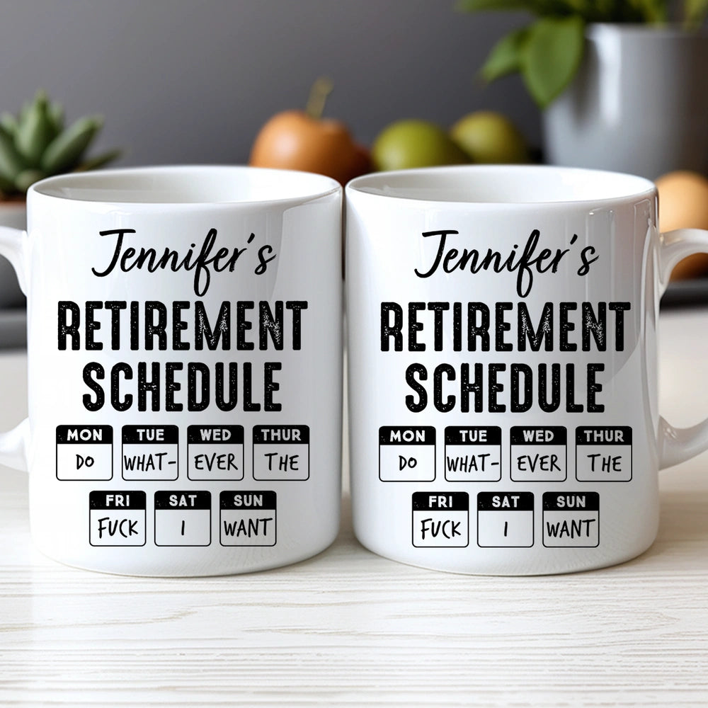Personalized Retirement Mug for Retirees - Funny Daily Schedule Gift Cup MagicInPrints
