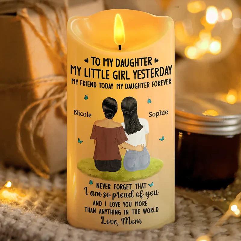 Personalized LED Candle for Daughter - Sentimental Gift with Custom Names Lamp MagicInPrints