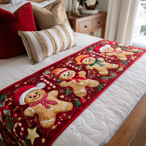 Spread Joy This Christmas – Personalized Quilted Bed Runner – Gift for Family, Friends Quilted Bed Runner MagicInPrints