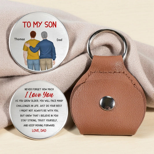 Personalized Leather Keychain for Son with Engraved Message - Sentimental Gift from Dad Keychain MagicInPrints