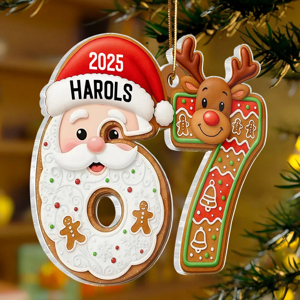 Personalized Christmas Ornament for Kids - Santa and Reindeer Design - Holiday Decoration 2025 Ornament MagicInPrints