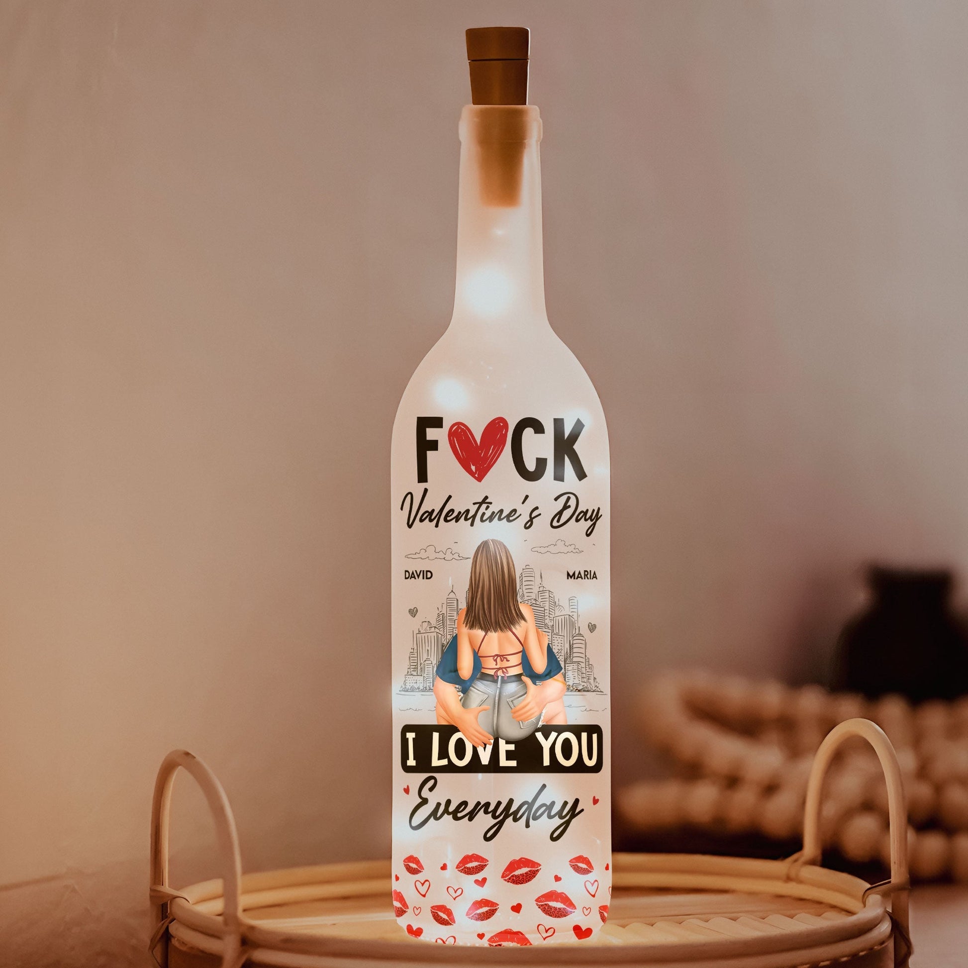 Personalized LED Wine Bottle Lamp for Couples - Romantic Valentine's Day Gift Lamp MagicInPrints