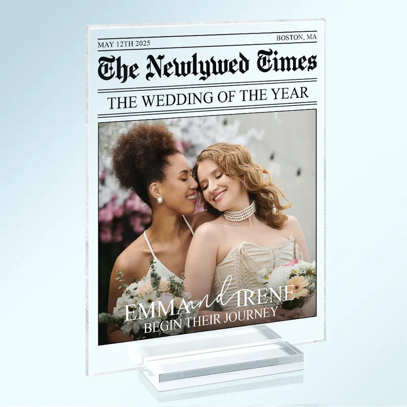 Personalized Wedding Newspaper Acrylic Sign for Couples - Wedding Keepsake Plaque MagicInPrints