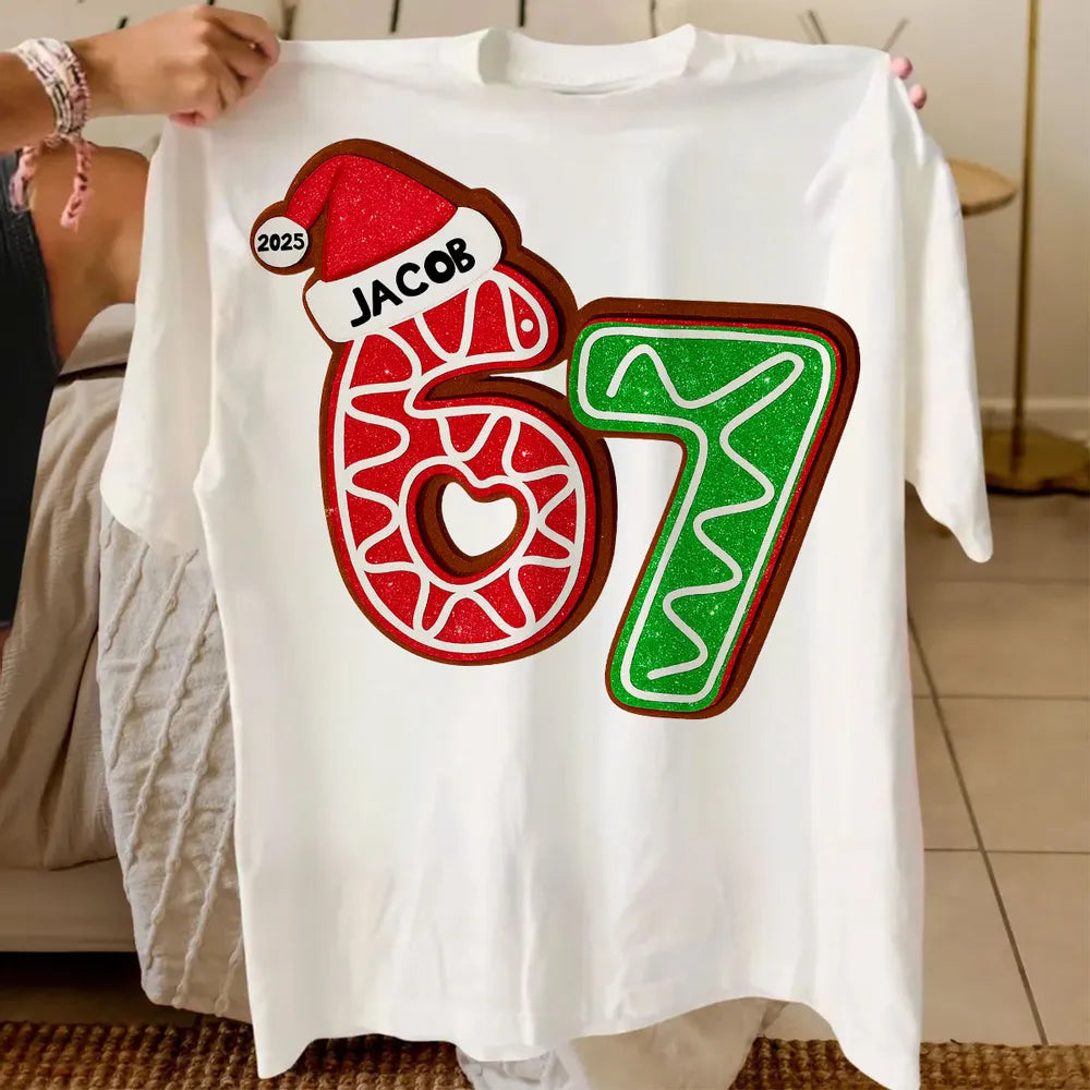 Personalized Christmas Sweatshirt for Women - Gingerbread Number Design Cloth MagicInPrints