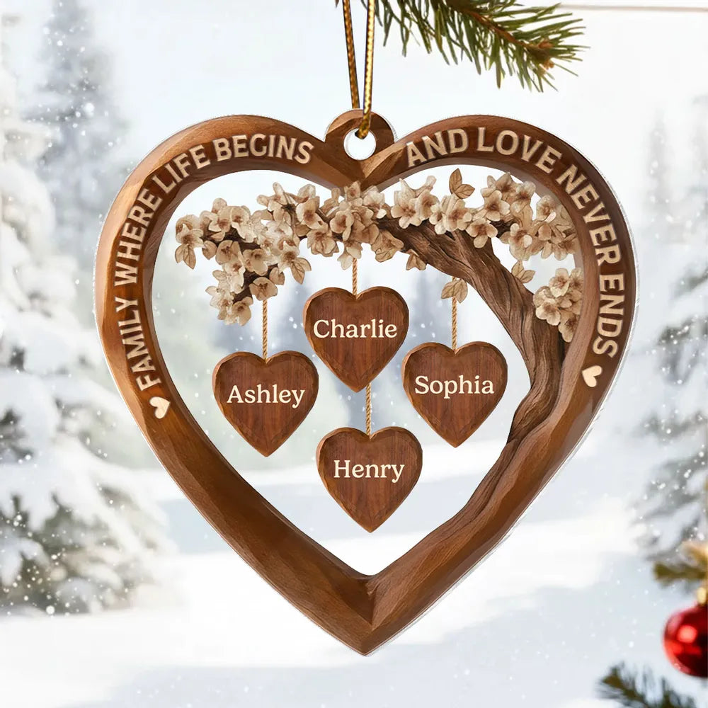 Personalized Heart Tree Family Ornament for Christmas - Custom Names Keepsake Ornament MagicInPrints