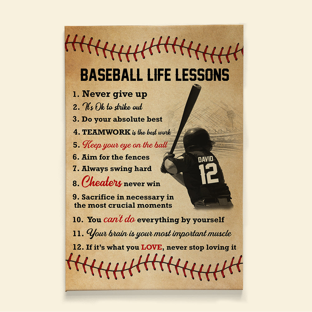 Personalized Baseball Life Lessons Canvas Print – Perfect Gift for Baseball Lovers Poster & Canvas PopCulturePrints