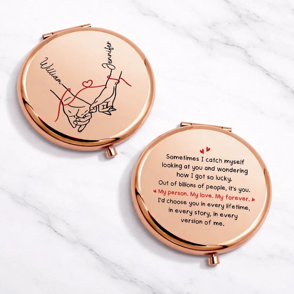 Personalized Compact Mirror for Couples with Engraved Message - Anniversary Gift Beauty Tools MagicInPrints