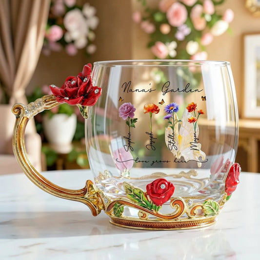 Personalized Glass Mug for Nana with Floral Design - Perfect Gift for Mother's Day or Birthday Cup MagicInPrints
