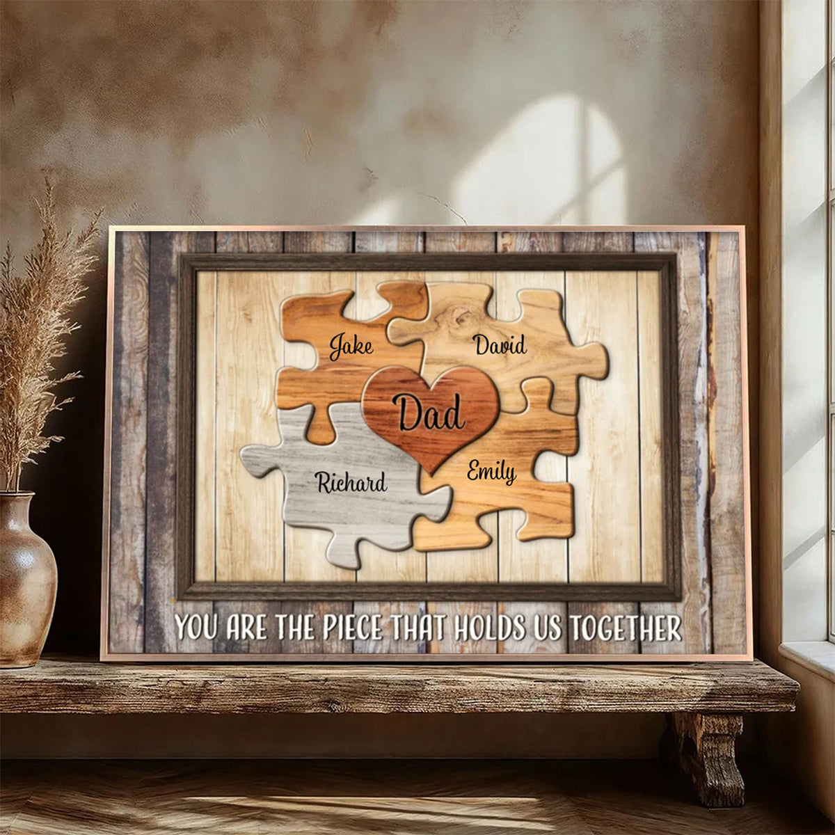 Personalized Family Puzzle Wall Art for Dad - Heartwarming Father's Day Gift Poster or Canvas MagicInPrints