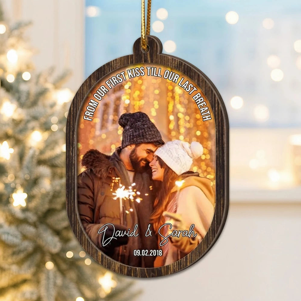 Personalized Couples Wooden Ornament - Romantic Keepsake for Christmas Ornament MagicInPrints