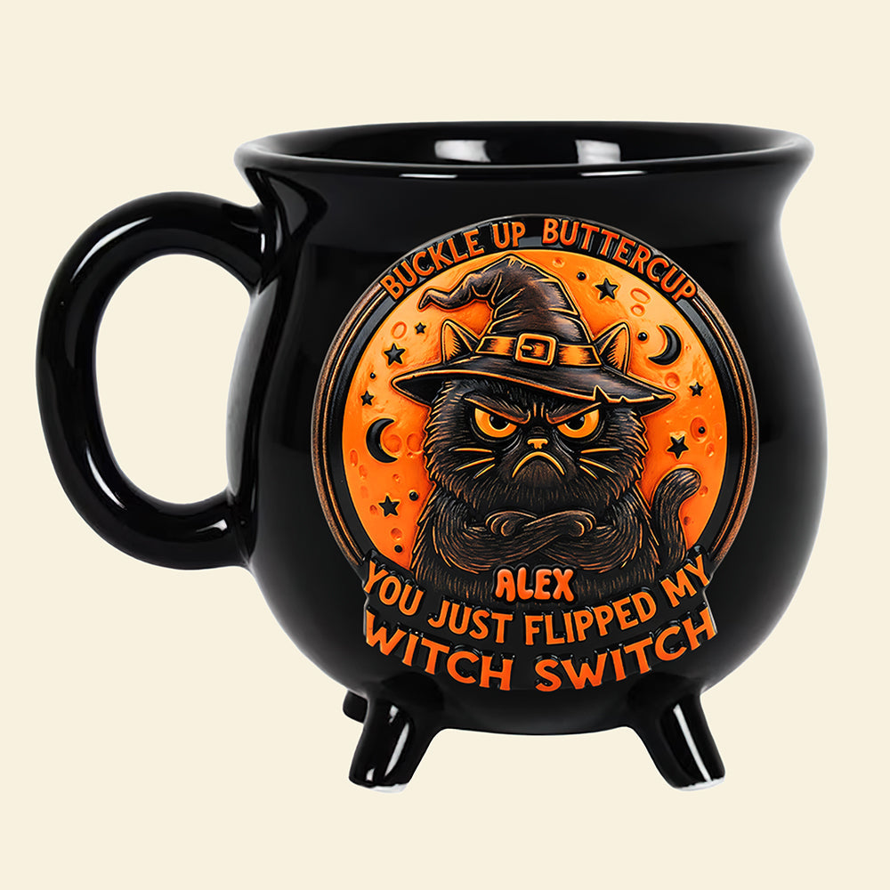 Cat Witch Mode Cauldron Mug, Personalized Gifts For Witch And Cat Lovers Cauldron Mug MagicInPrints