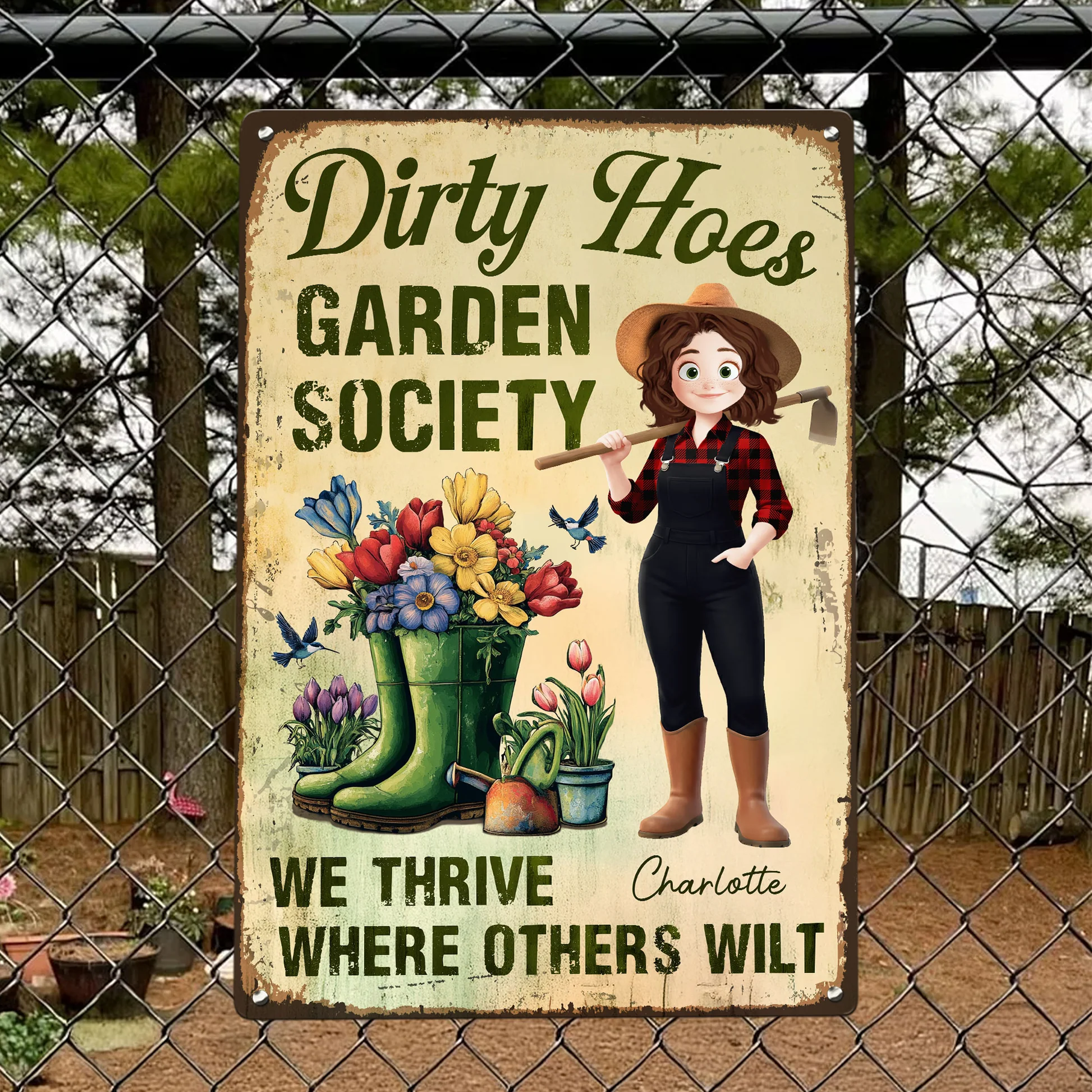 Personalized Garden Society Sign for Gardeners - Humorous Outdoor Decor Sign MagicInPrints